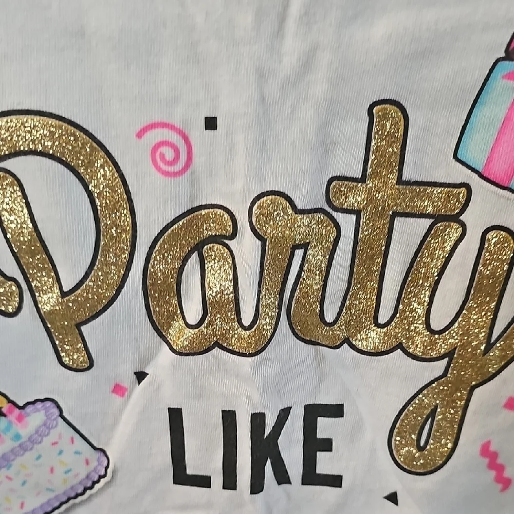 Justice Girls White Birthday T-Shirt Size 10